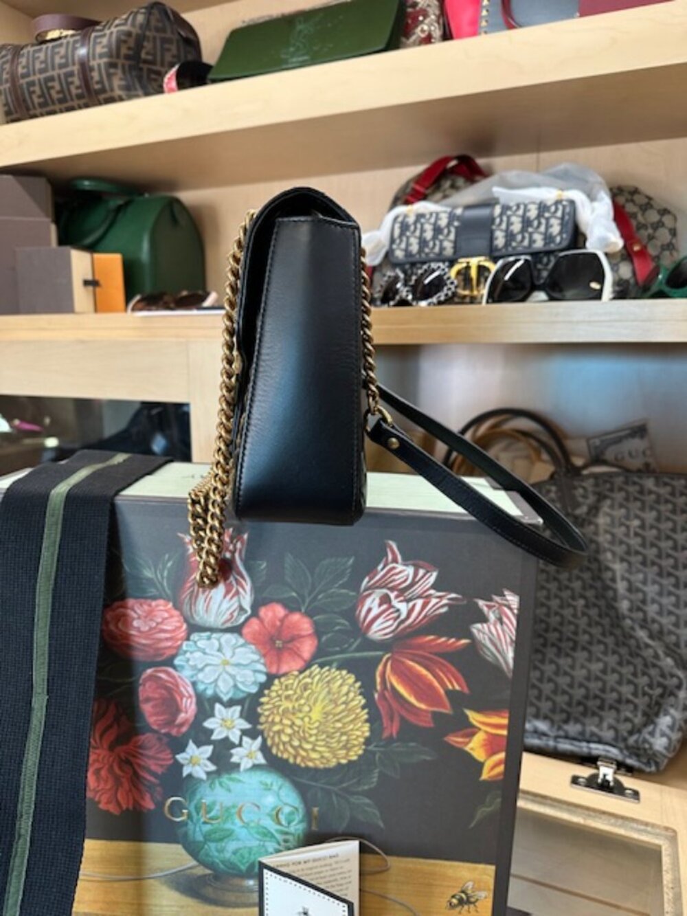 Gucci GG Marmont Medium Insect Black Matelassé Purse - Picture 6 of 16
